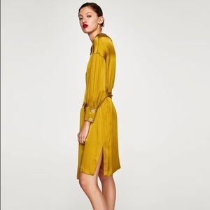zara satin dress with belt